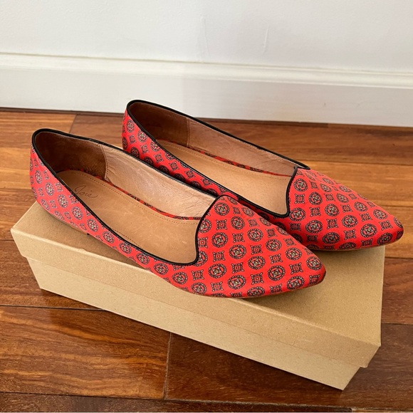 Joie Daydreaming Print Red / Orange Loafers Size 37.5 - Picture 9 of 9